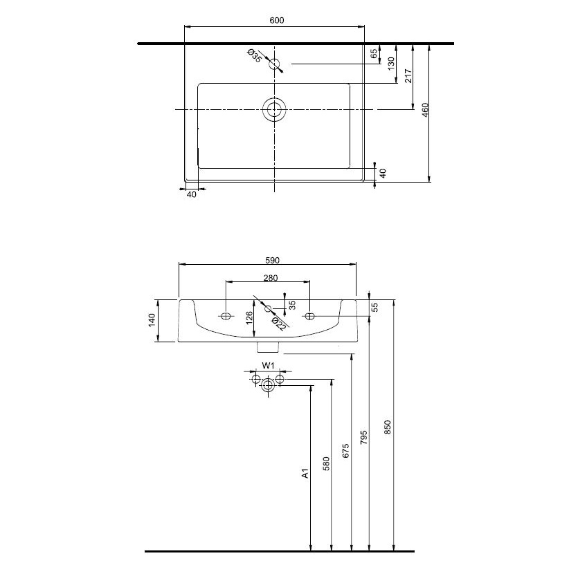 Waschtisch Twins 60 x 46 cm - 2