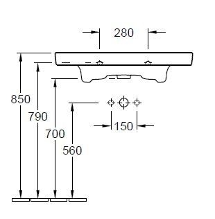 Subway 2.0 Möbelwaschtisch mit Überlauf, 800 x 470 mm - 3