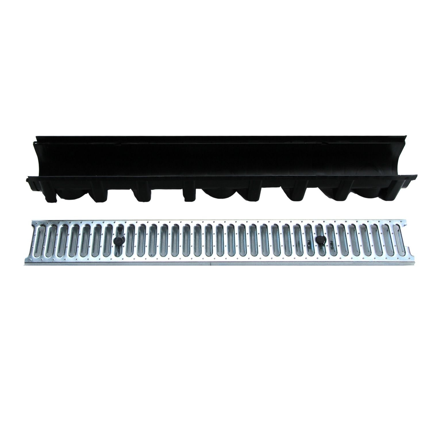 Entwässerungsrinne SET 3 Meter inkl. Kit Stegrost Stahl Metallrost - 3