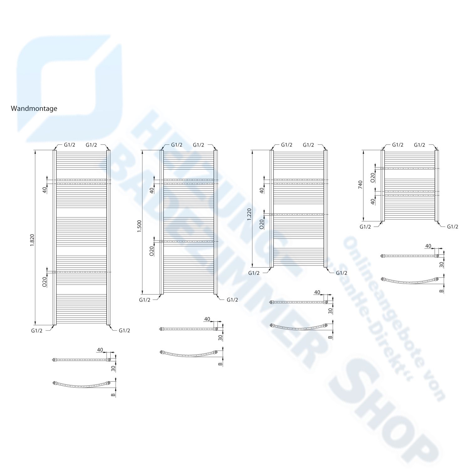 Therm Direct Badheizkörper 1500 x 550 Seitenanschluss - 2