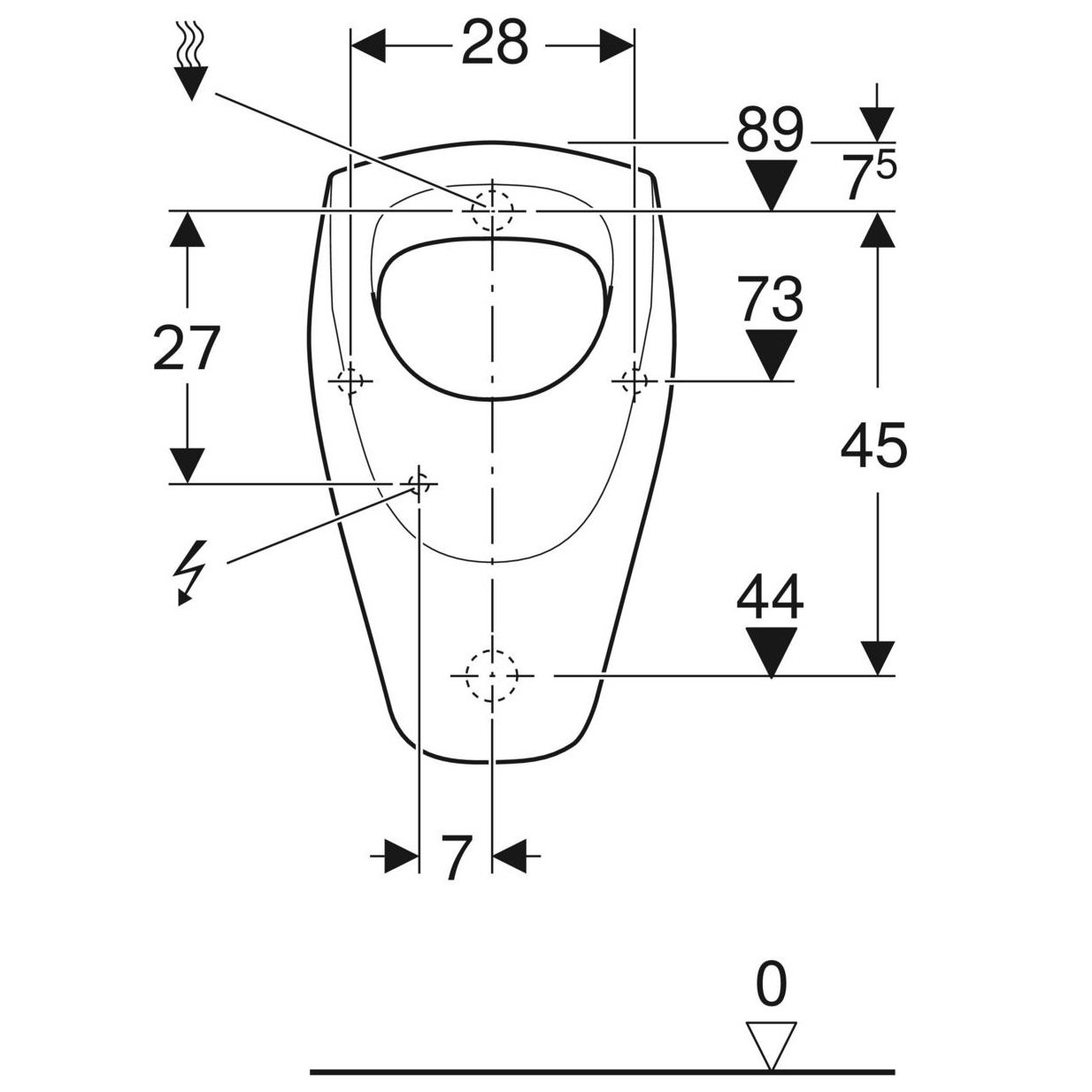 Renova Nr.1 Urinal mit Zulauf und Abgang hinten - 2