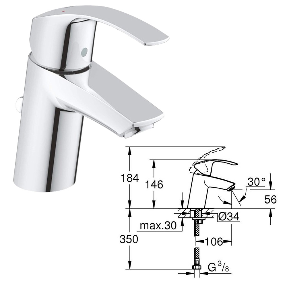 Waschtisch 50 cm inkl. Silikon, Eckventile, Schallschutzset, Siphon, (Armatur + Befestigung wählbar) - 5