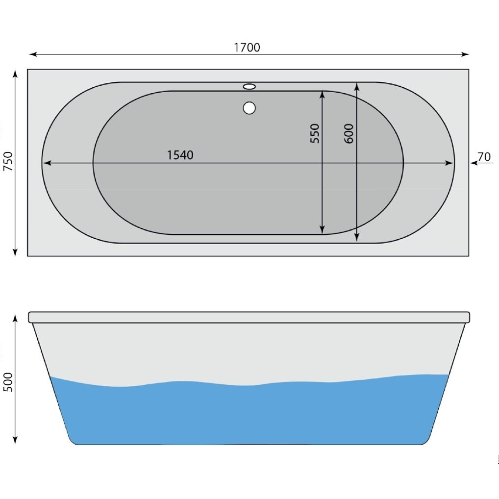 Badewanne Edersee 170 x 75 cm - 2