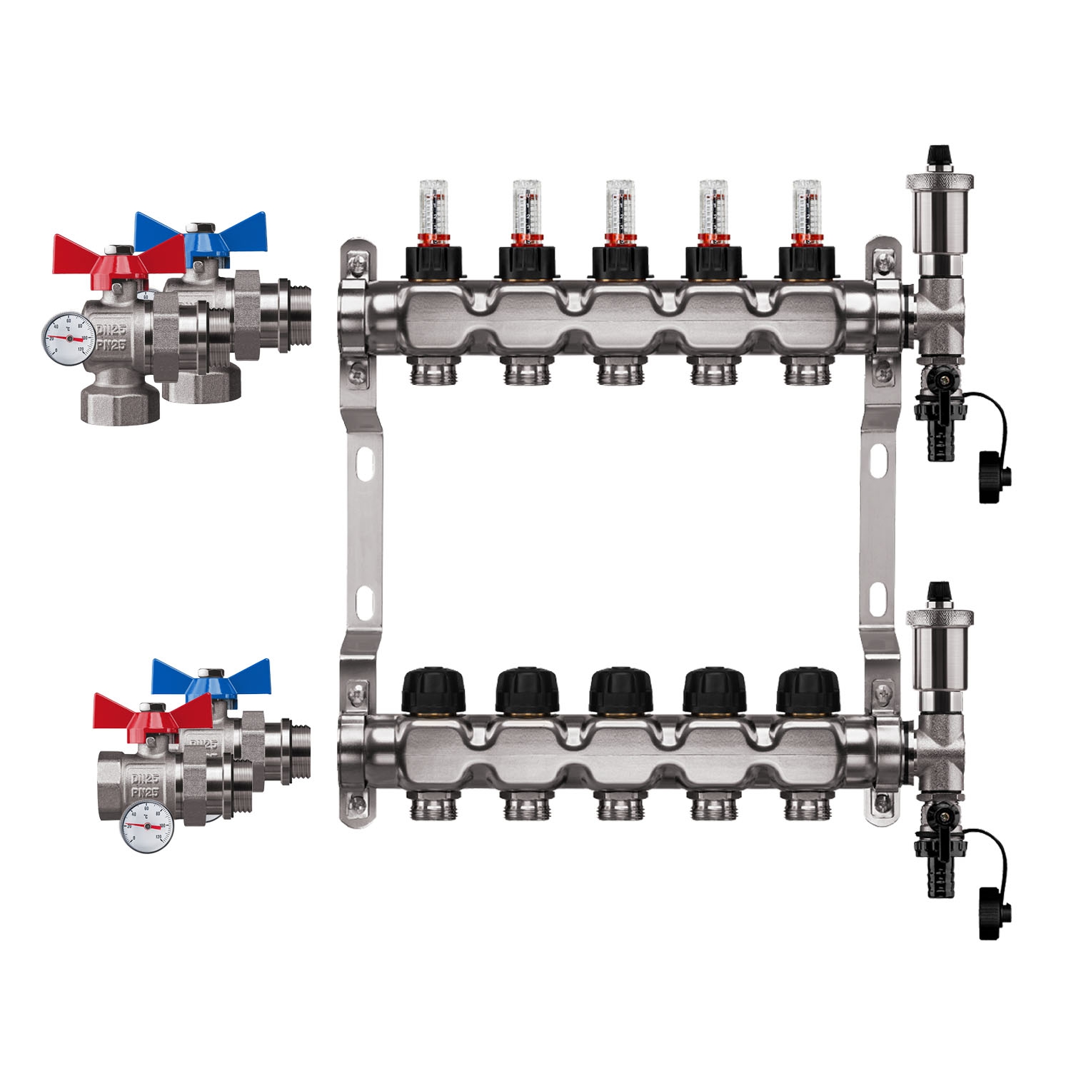 Premium Edelstahl HKV Set Heizkreisverteiler wählbar Premium Edelstahl HKV Set Heizkreisverteiler wählbar