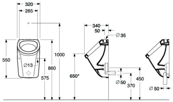 Urinal Zulauf oben "Saval 2.0" - 2