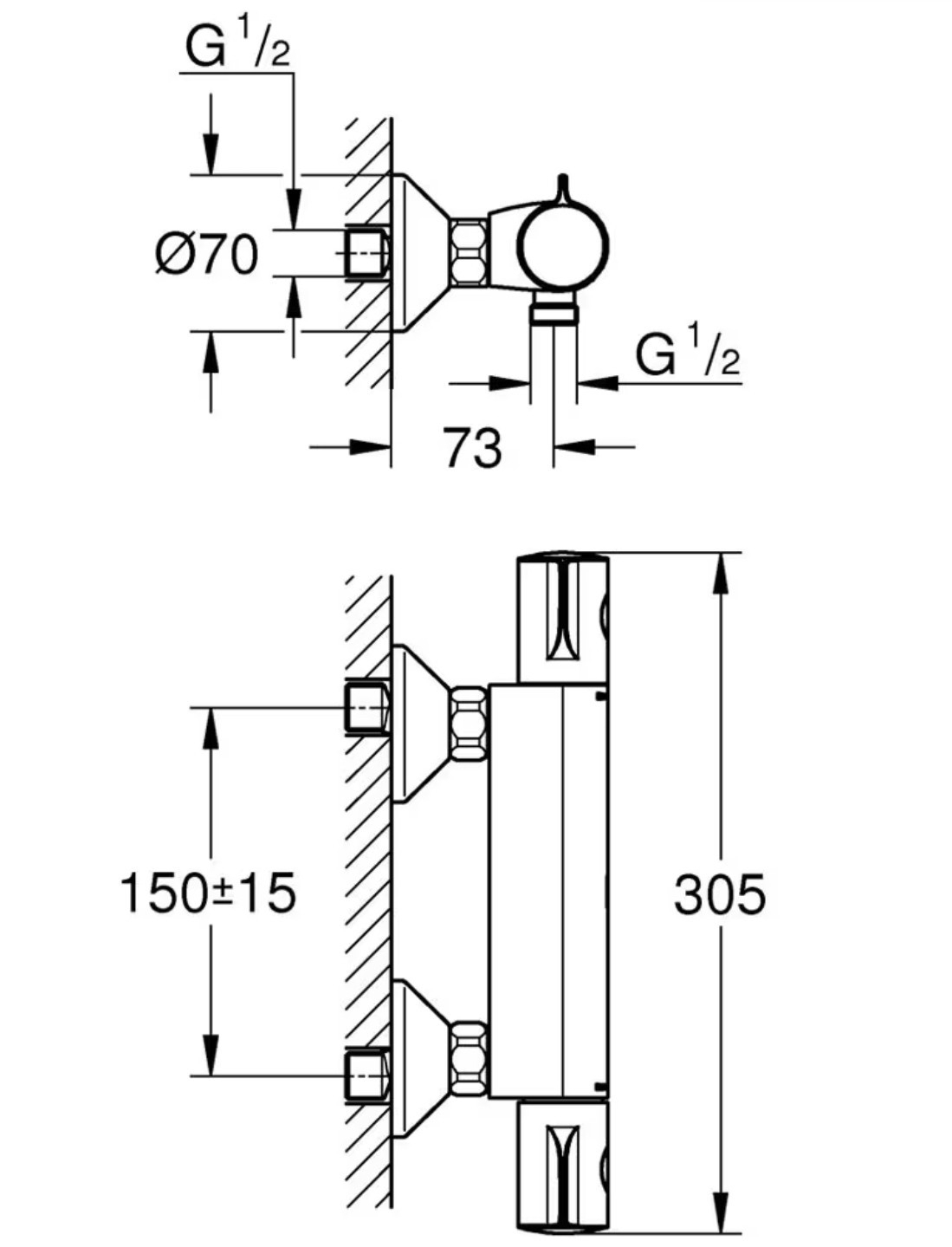 Grohtherm 800 Thermostat-Brausebatterie Brausethermostat - 2