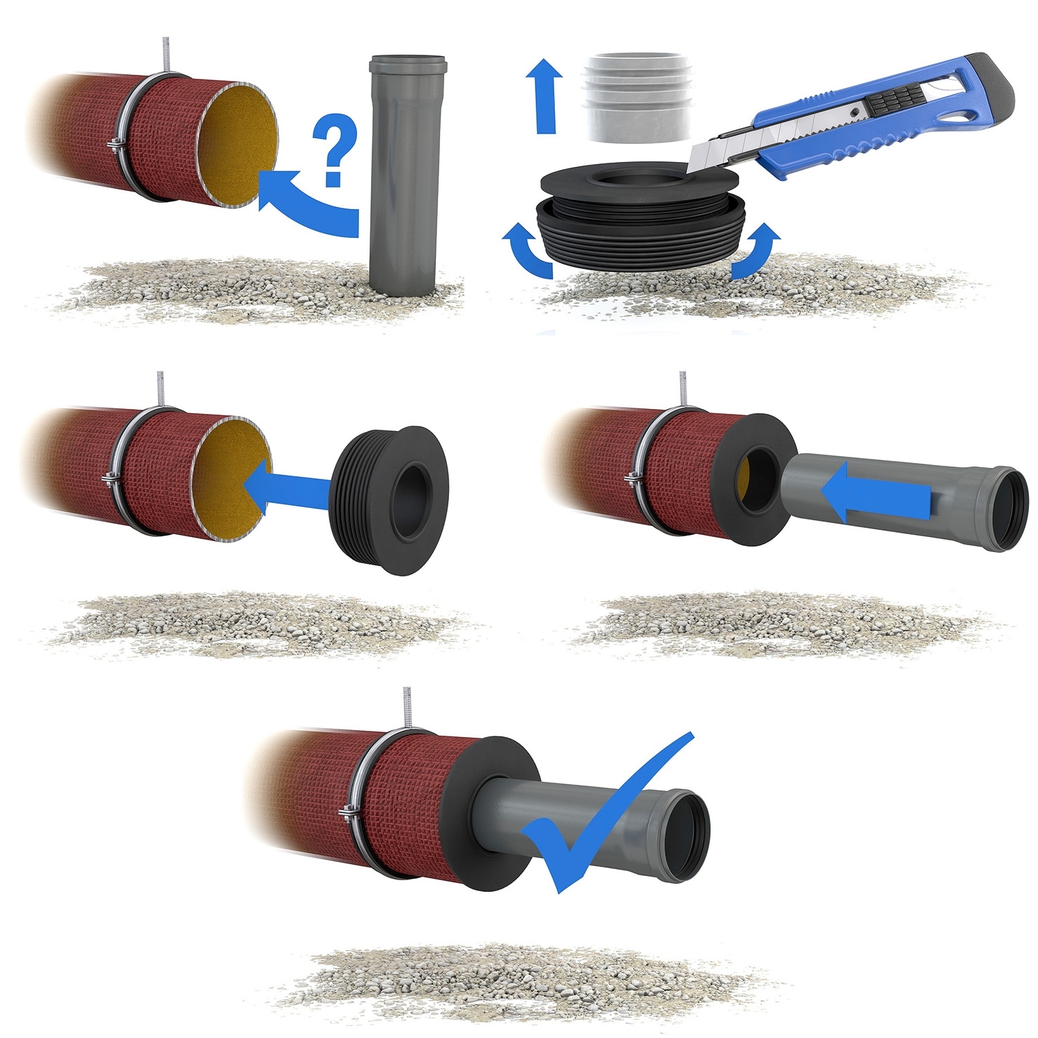 Kombiadapter CKA 130-123/110-75 Spezialverbinder für Abwasserrohre - 5