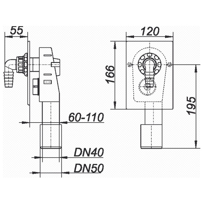 Waschgerätesifon UP mit Schlauchanschluss - 2