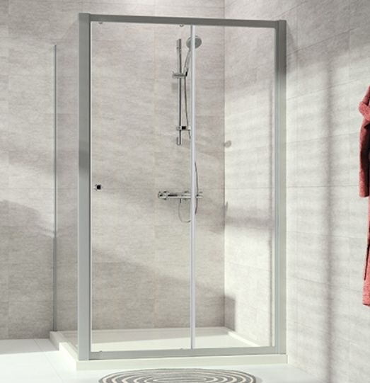 Duschabtrennung Alpha 2 Gleittür 1-teilig mit festem Segment Maßanfertigung WE - 1