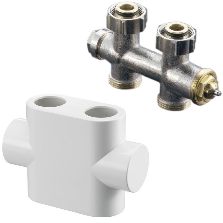 Multiblock T Durchgang 1/2" 3/4" Set inkl. Abdeckung Durchgang