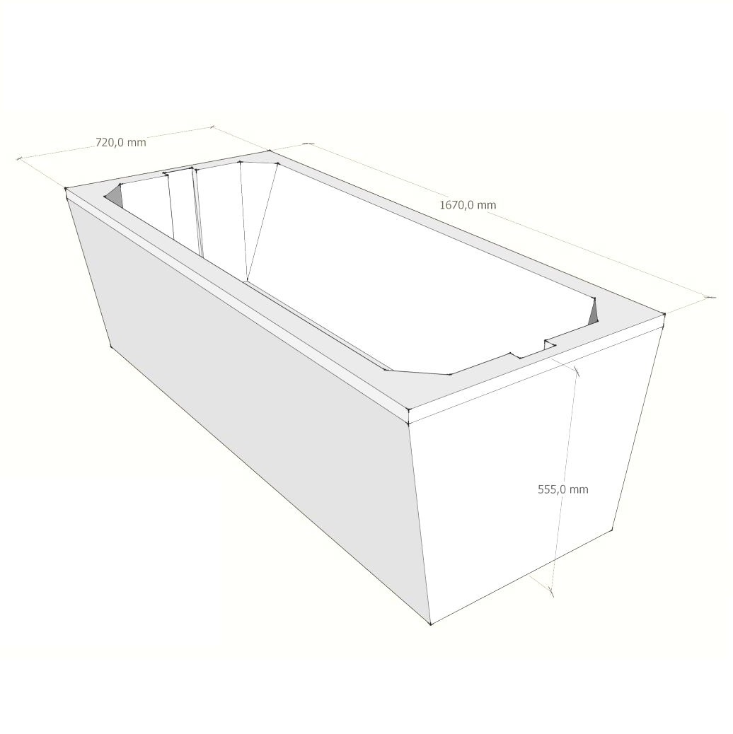 Badewanne Stahl-Email 170 x 75 inkl. Styroporträger & Ablauf
