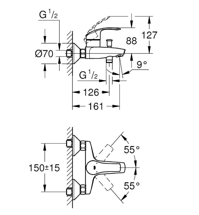 Eurosmart Wannenarmatur Aufputz - 2