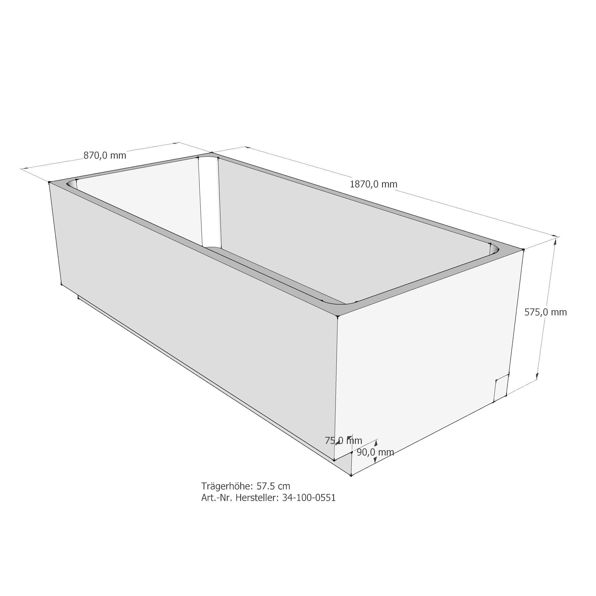 Badewanne Auensee 190 x 90 cm - 3