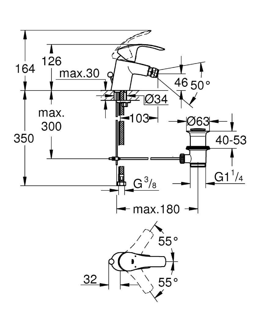 Eurosmart Bidetarmatur inkl. Zugstangenablauf - 2