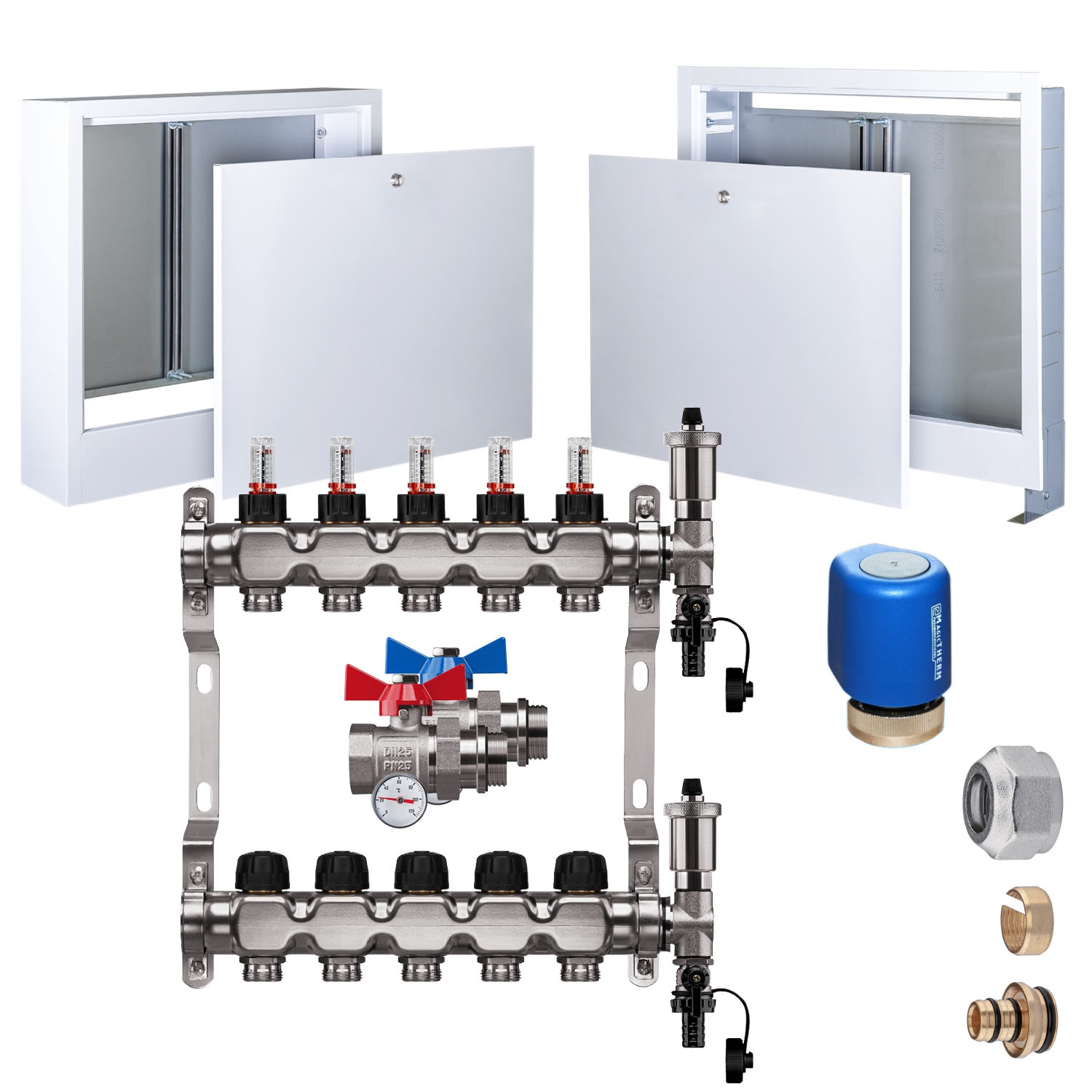 Premium Edelstahl Heizkreisverteiler-Set 8 HK