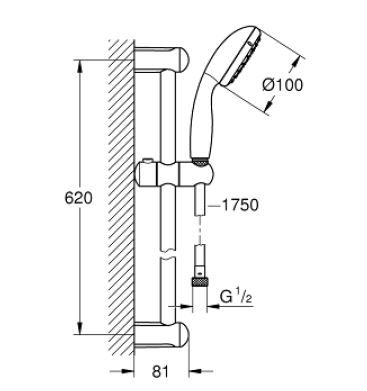 Tempesta 100 Brausegarnitur 600 mm - 3