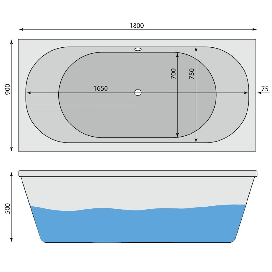Badewanne Kora 180 x 90 cm - 2