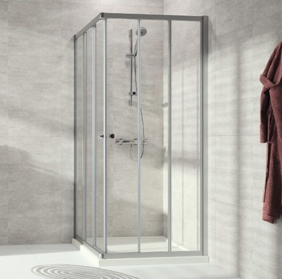 Duschabtrennung Alpha 2 Gleittüreckeinstieg 3teilig 90x90 SM - 1