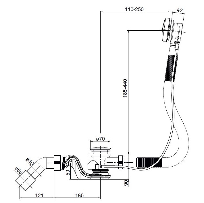 Acryl Badewanne T200 180 x 80 cm mit Träger + Ablaufgarnitur + Silikon + Set - 5