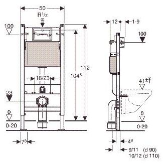 WC-Set Duofix Basic Vorwandelement mit Tiefspül WC, Delta 25, WC Sitz Soft Close - 2