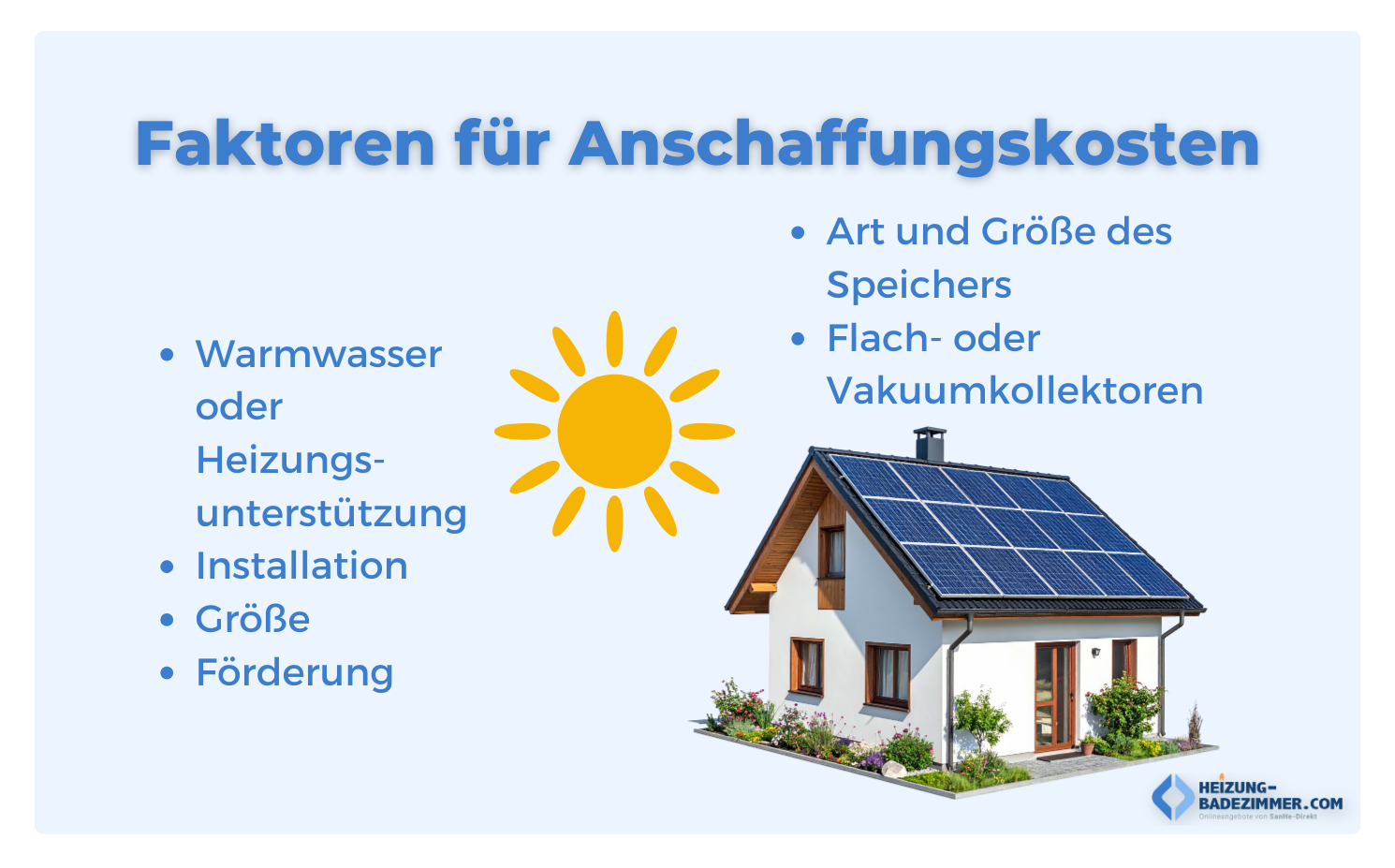 Faktoren Anschaffungskosten Solarpakete Buderus Solarkollektoren Anschaffungskosten für Buderus Heizsysteme.