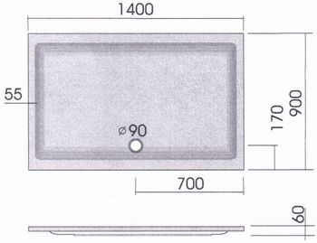 Rechteck- Duschwanne 140 x 90 x 3 cm / KSB 3 - 2