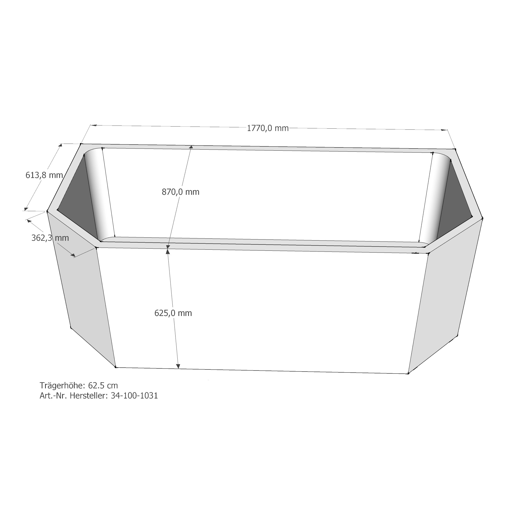 Raumspar-Badewanne Anna D 180 x 90 cm - 3