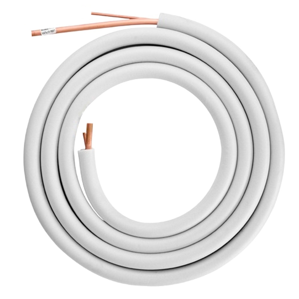 Kältemittelleitung Twinrohr Cu Isoliert 1/4" + 3/8"  je lfm (Bund á 25m)