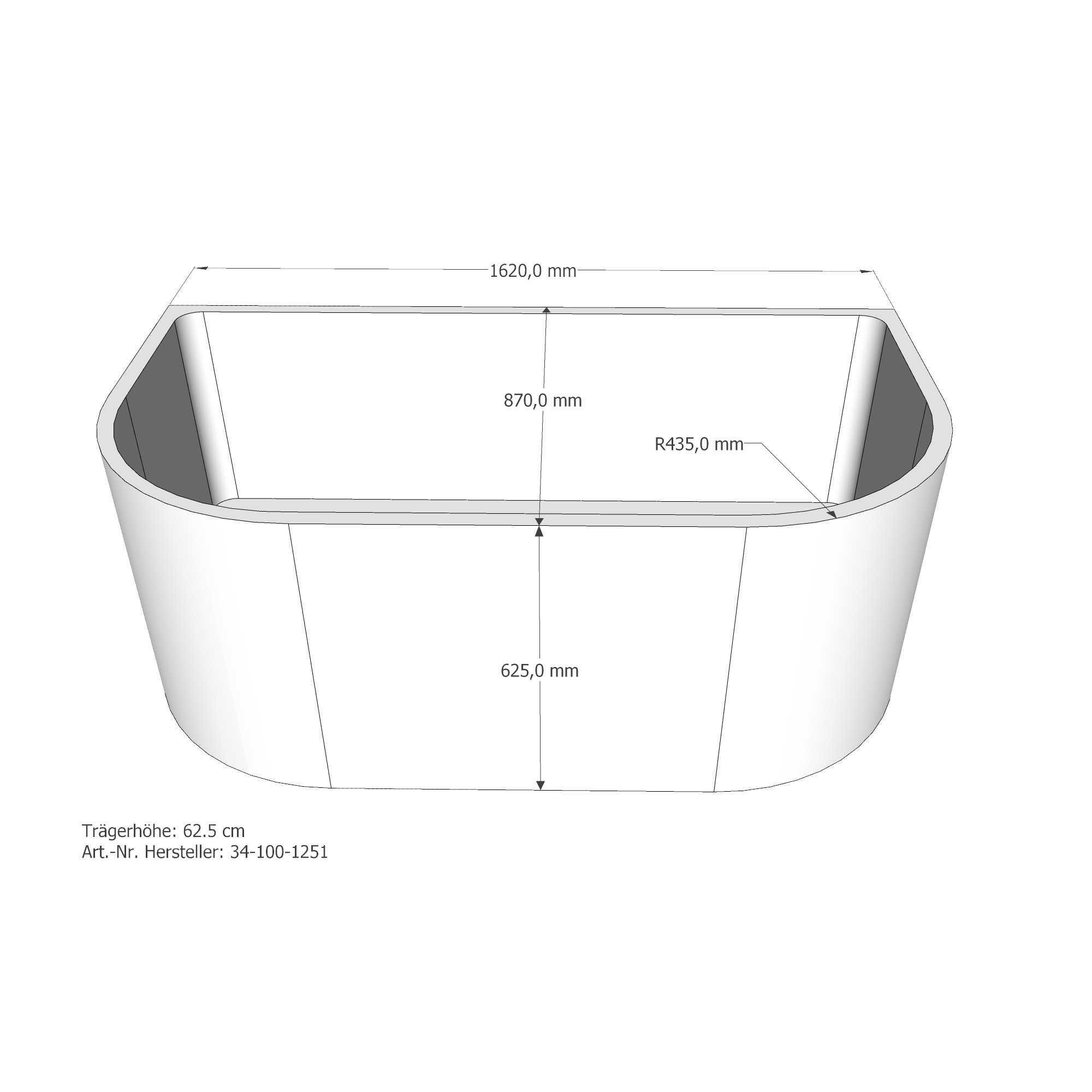 Raumspar-Badewanne Almsee 2D 165x90 cm - 3