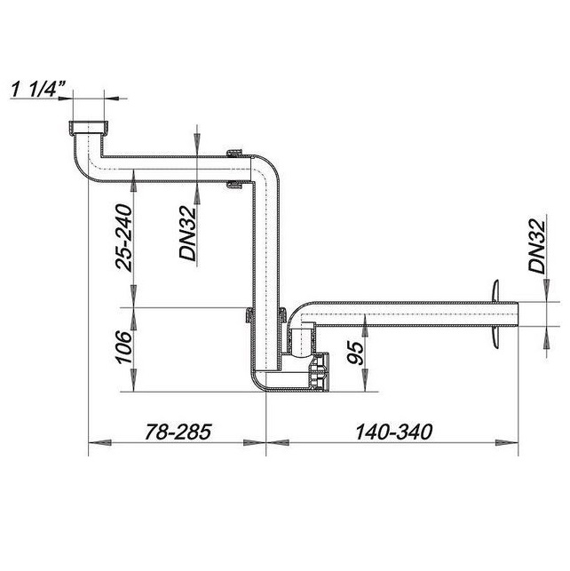 Waschtisch-Möbel-Siphon 137 DN 32 - 2