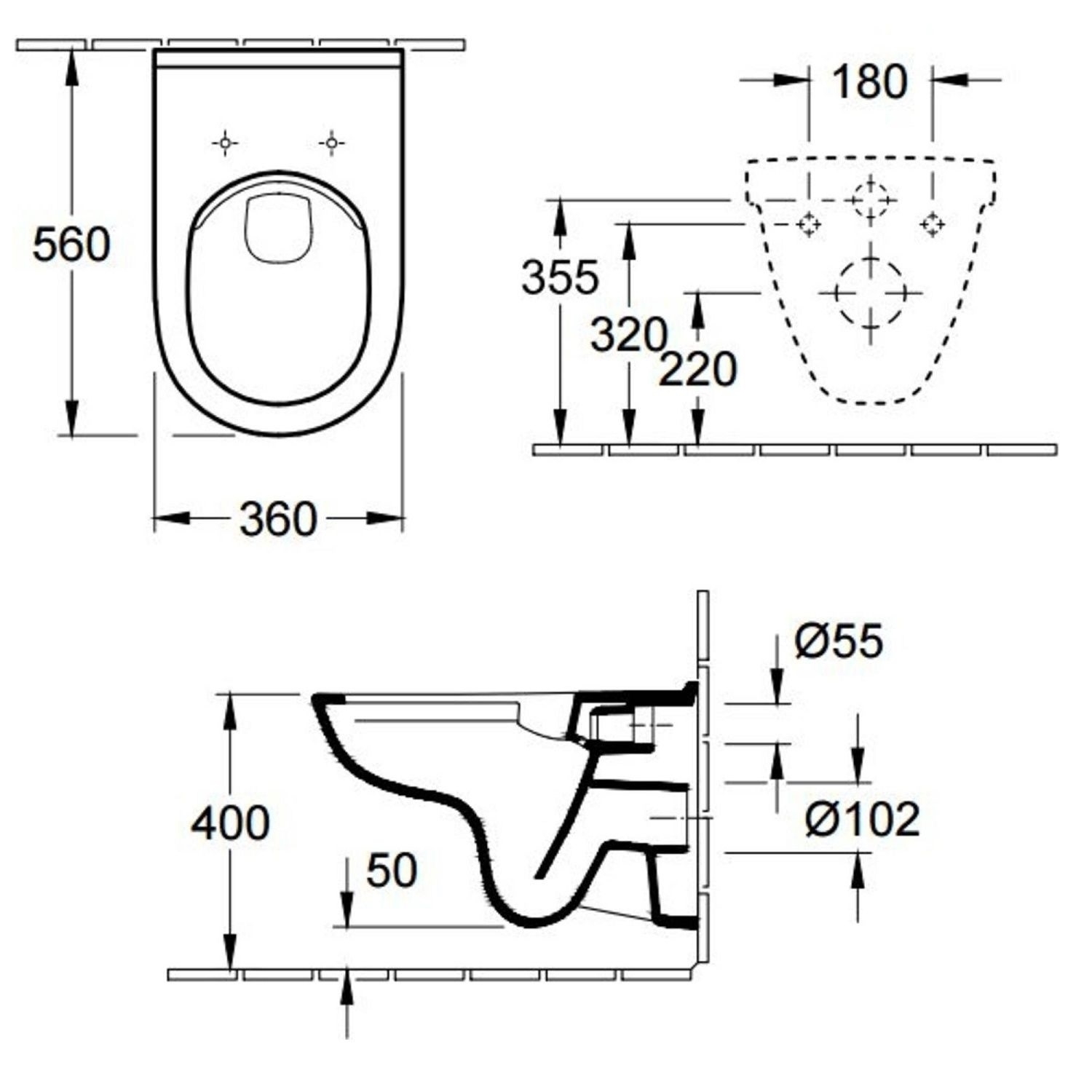 O.Novo Tiefspül-WC DirectFlush mit CeramicPlus & Sitz mit Absenkautomatik - 3
