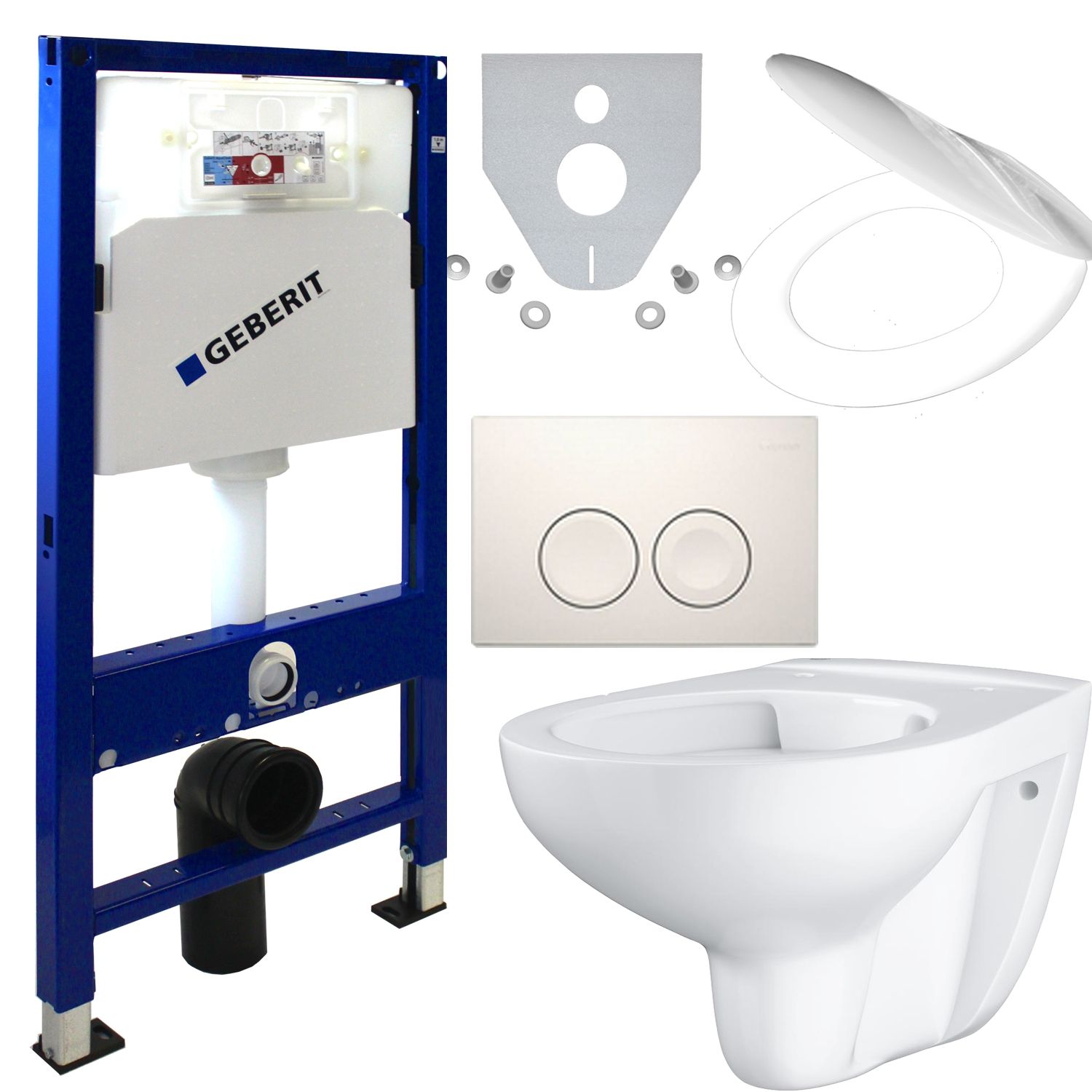 WC-Set Duofix Basic Vorwandelement mit GROHE Tiefspül WC spülrandlos, Delta 25, WC Sitz WC-Set Duofix Basic Vorwandelement mit GROHE Tiefspül WC spülrandlos, Delta 25, WC Sitz
