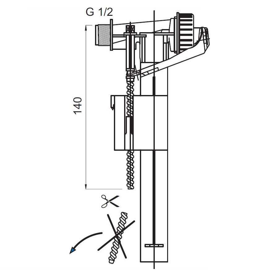 Füllventil 1/2" für UP-Spülkästen - 2