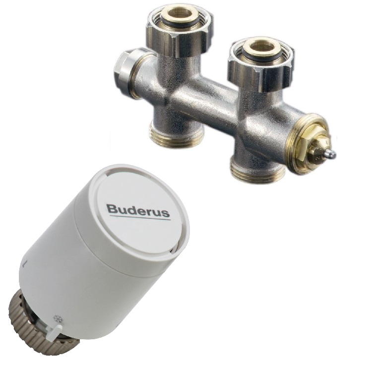 Multiblock T Durchgang 1/2" 3/4" Set inkl. & Thermostatkopf BH1