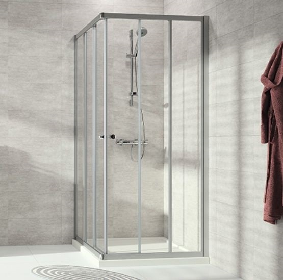 Duschabtrennung Alpha 2 Gleittüreckeinstieg 3teilig 90x90 WE - 1