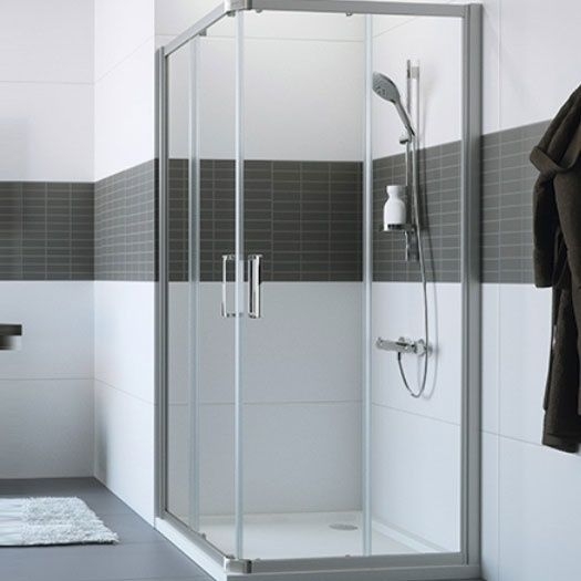 Duschabtrennung Classics 2 Gleittüreckeinstieg 2-teilig 90x90 ESG AP WE - 1