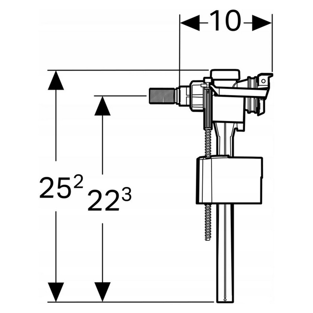 Füllventil Typ 333, für Geberit Delta UP100 Spülkästen 3/8'' Messing 136.705.00.3 - 3