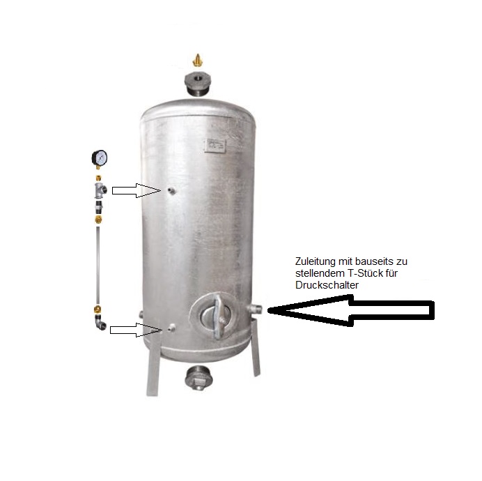 B-Ware !!! Druckkessel 300 Liter verzinkt, inkl. Füllstandsanzeiger - 3