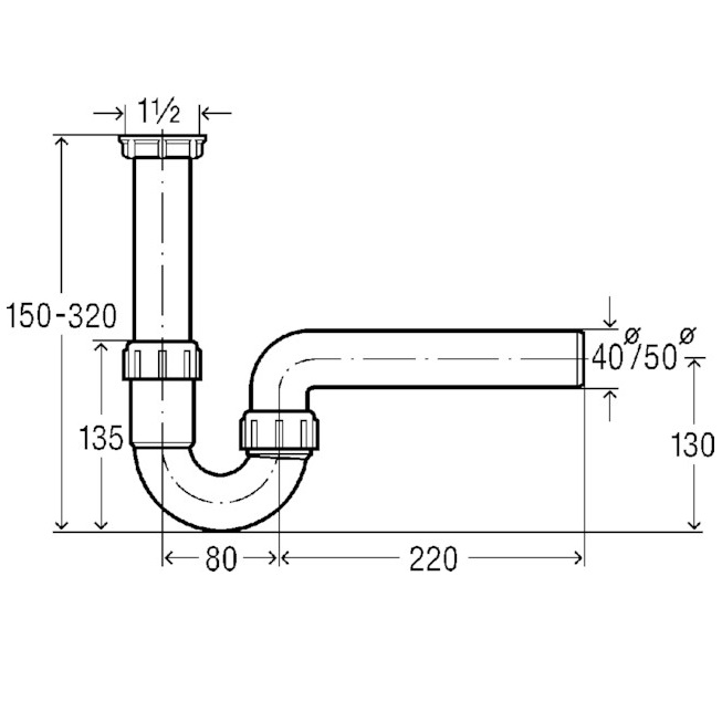 Röhrengeruchsverschluss für Spülen G 1 1/2" - 2