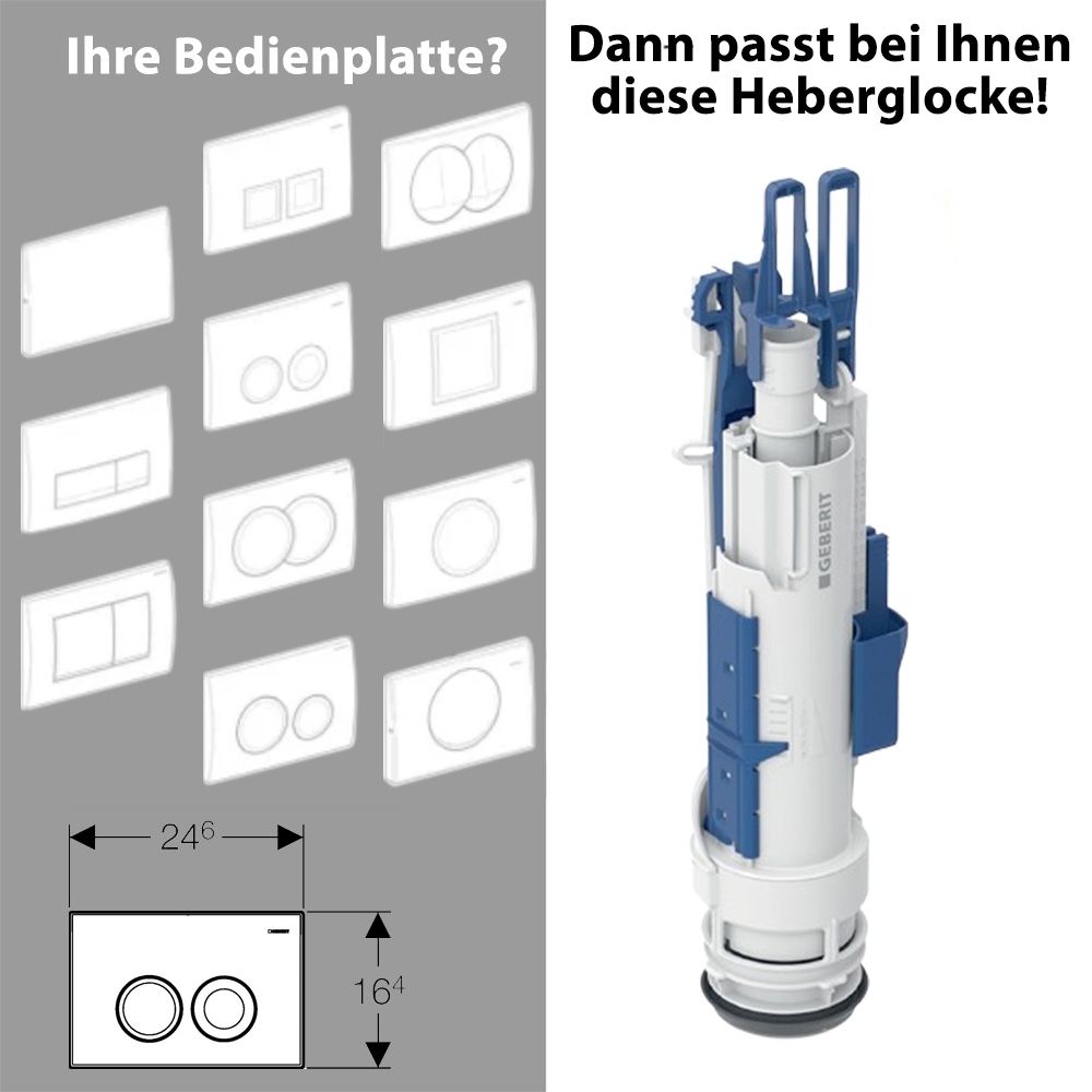 Heberglocke Typ 212, komplett für Sigma, Delta und UP300 Spülkasten