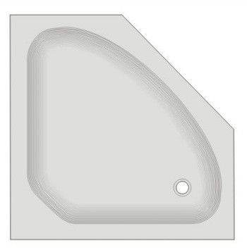 5-Eckduschwanne 90x90x14 cm weiß #KSB 32 + Träger, Ablauf