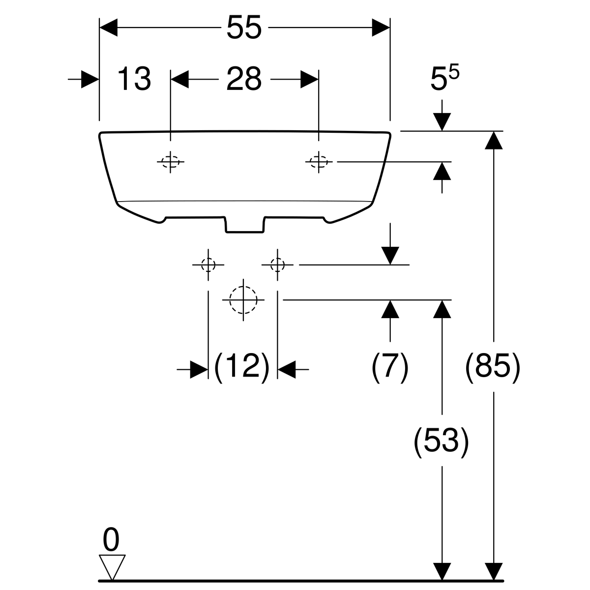 Waschtisch Renova Neu 550 X 450 mm, weiß - 2