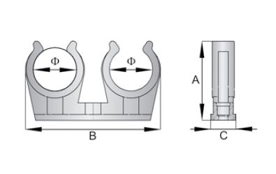 Capricorn Doppelrohrclip 15 mm weiß - 3