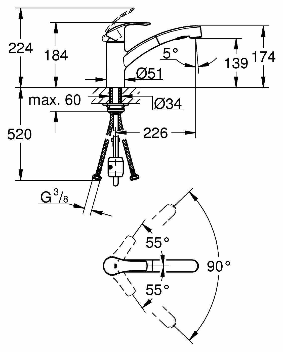 Eurosmart Einhebel-Spültischarmatur mit ausziehbarer Brause, chrom - 2