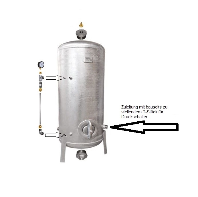 Druckkessel Windkessel 150 Liter verzinkt, vertikal inkl. Füllstandsanzeige - 4