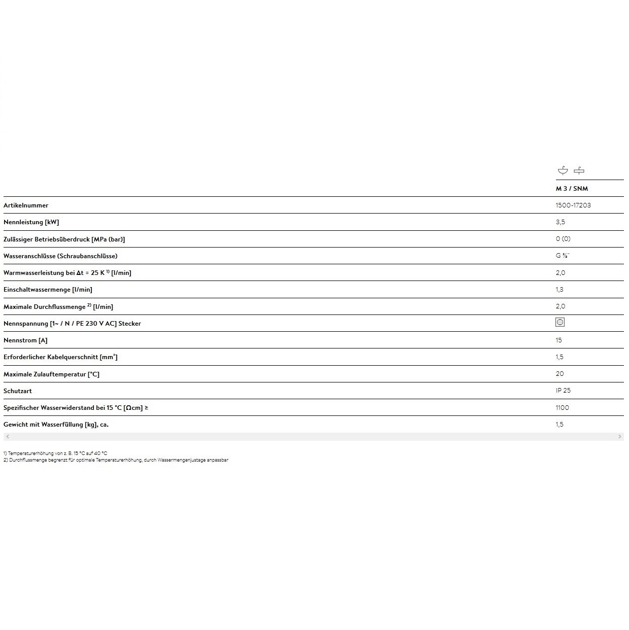 Untertisch Durchlauferhitzer-Set M 3 / SNM drucklos 3,5 kW - 2