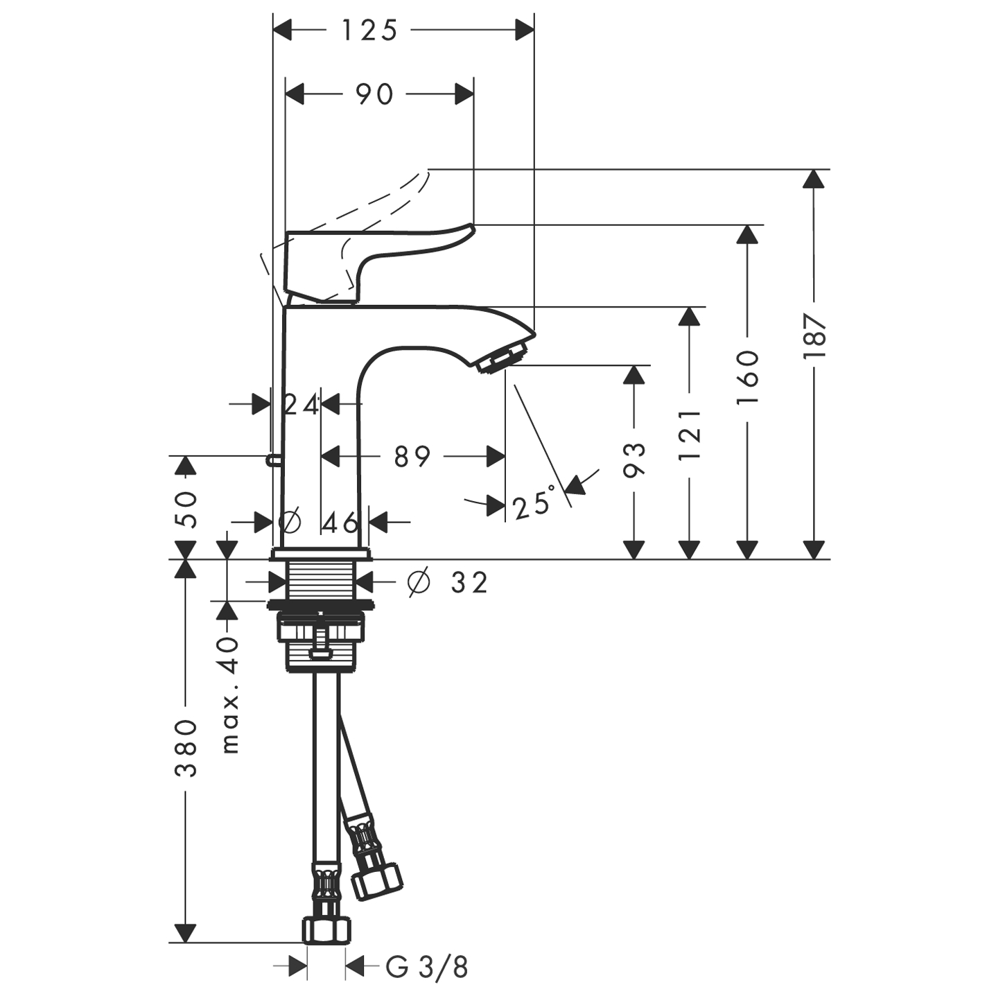 HG Waschtischmischer 100 Metris für Handwaschbecken chrom - 2