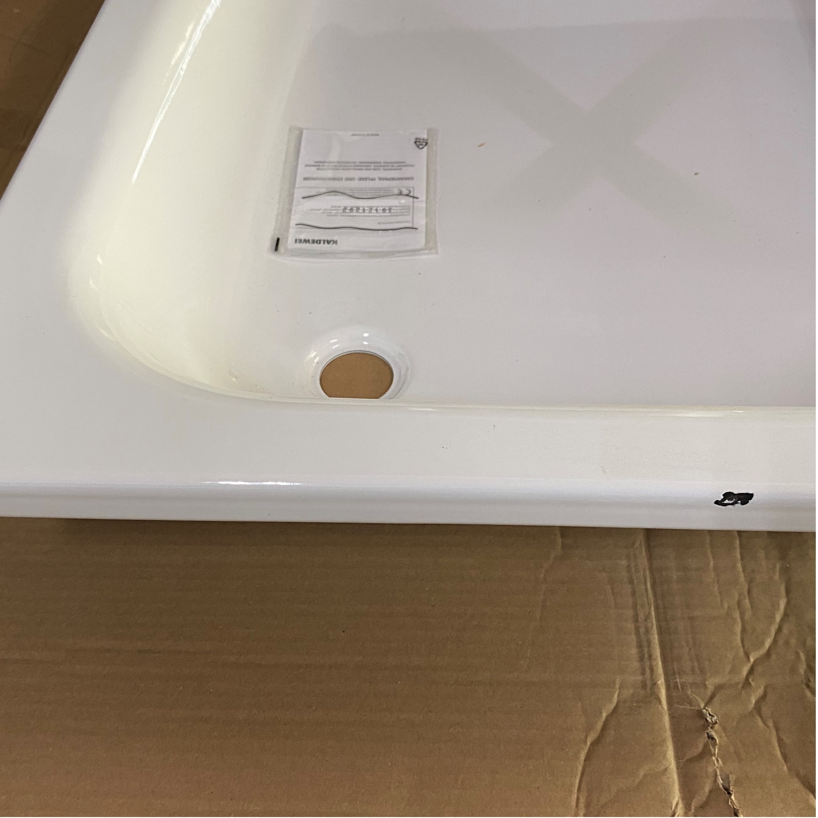 B-Ware ! Duschwanne Sanidusch 90 x 75 x 14 cm, weiß m. Träger & Ablaufgarnitur - 3