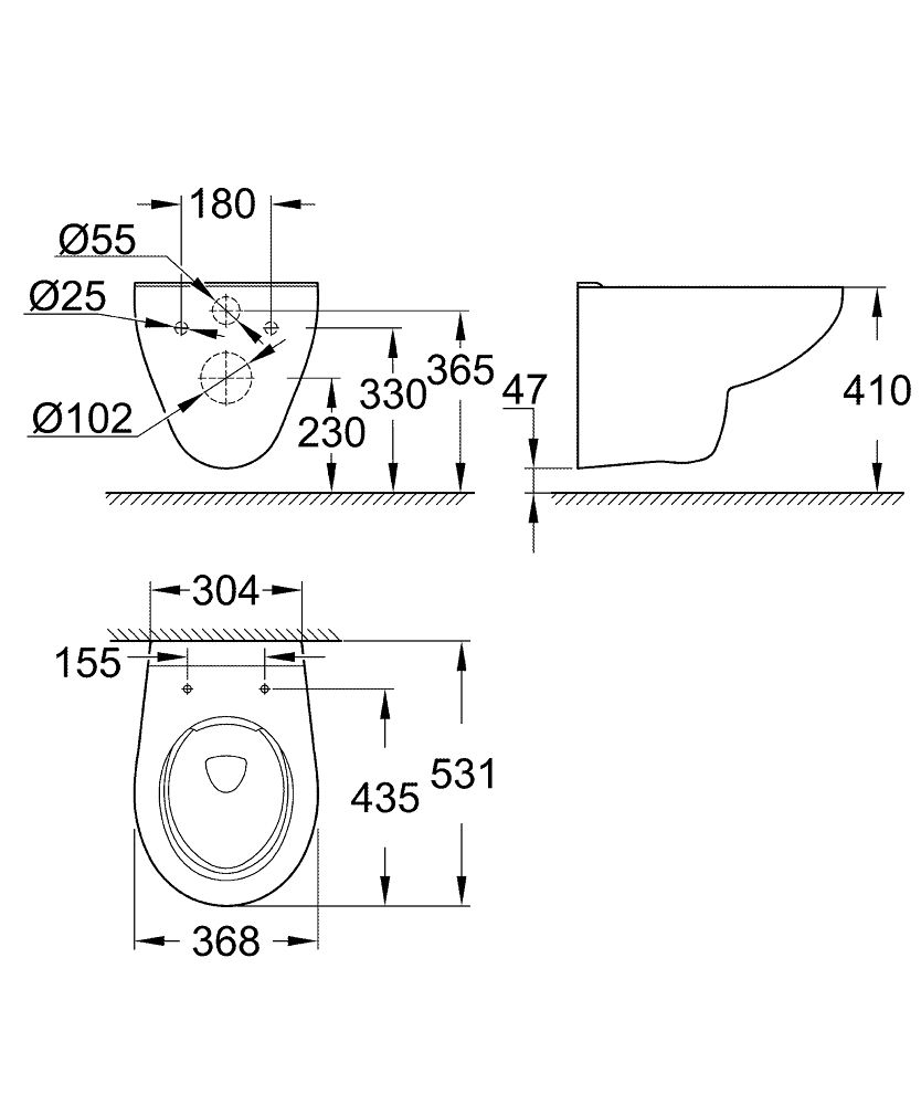 WC-Set Duofix Basic Vorwandelement mit GROHE Tiefspül WC spülrandlos, Delta 25, WC Sitz - 6