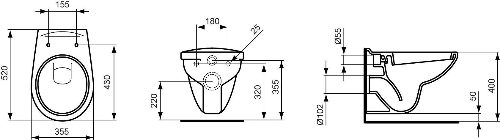 Eurovit Wand Tiefspül WC, weiß - 2